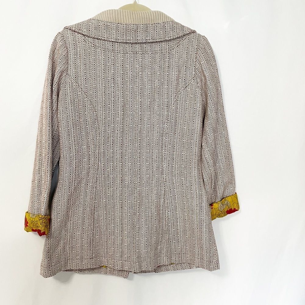 Tulle Anthropologie Pea Coat Fitted Tan Textured S - Picture 7 of 8